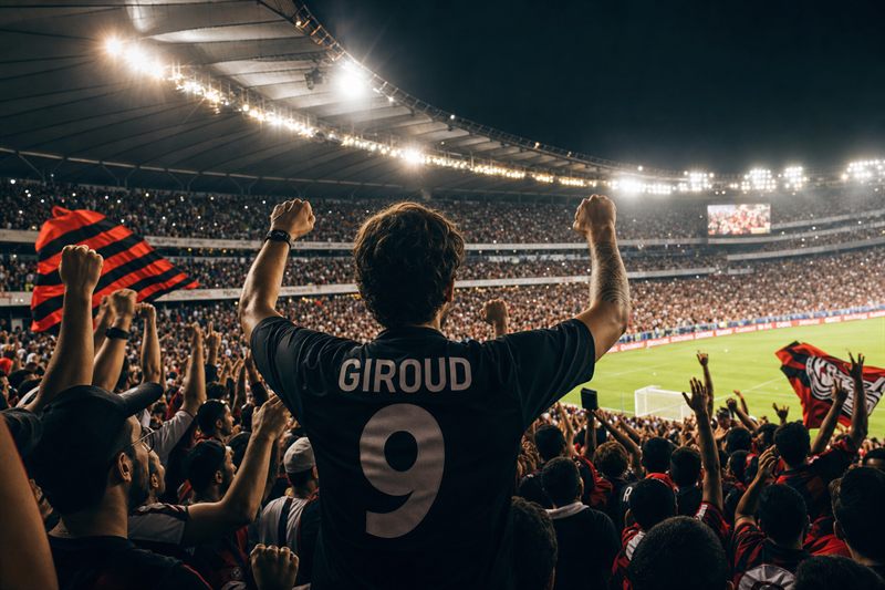 Fans cheering in a packed stadium